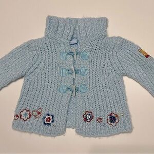Vintage Disney Baby Winnie the Pooh Cardigan -‎ 3/6M - Baby Blue Pooh Sweater
